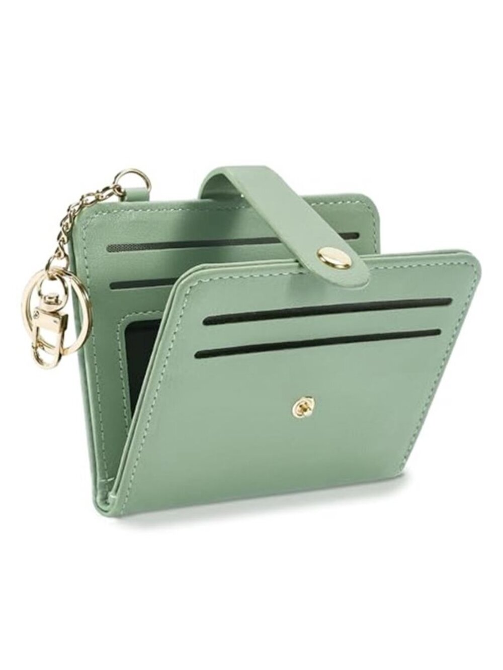 Small Wallet Women RFID PU Leather Card Holder with Keychain